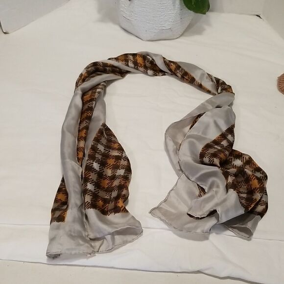 GLENTEX 100% SILK Scarf made in Japan Rectangles + vintage wool dress medium - Picture 6 of 13